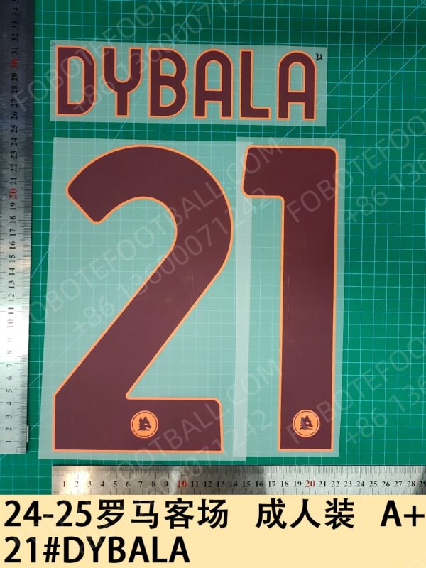 Roma 2024-25 Away Nameset for Football Shirt Any Name & Number - Image 5