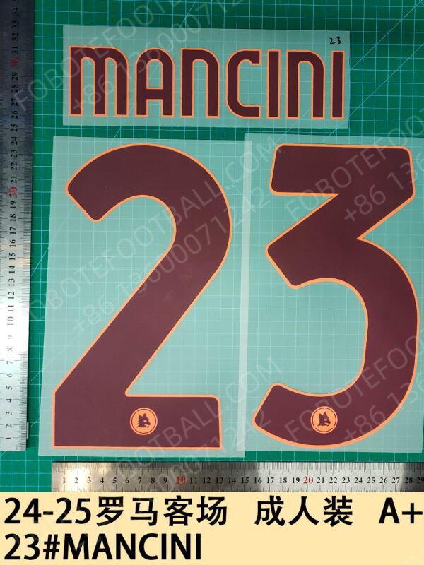 Roma 2024-25 Away Nameset for Football Shirt Any Name & Number - Image 6