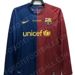08/09 Barcelona UEFA Home Retro Football Jersey Long sleeves