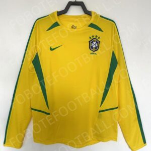 2002 Brazil Home Retro Football Jersey Long sleeves