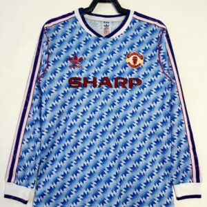 90/92 Manchester United Away Retro Football Jersey Long sleeves